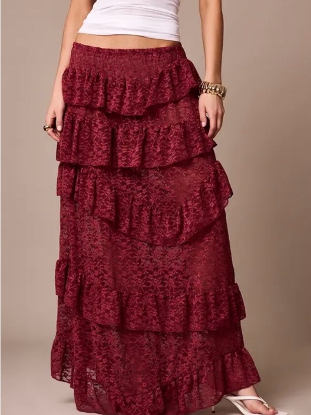 NWT!  Free People Intimately Forever Young Half Slip Lace Aged Red ~ M